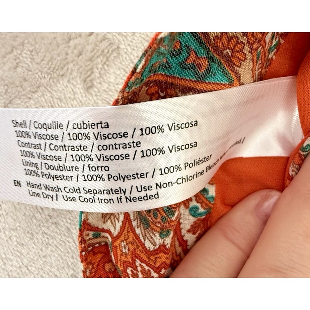 NWT Band of The Free Women's S Adella Orange Paisley Handkerchief Crop Top - Picture 13 of 16
